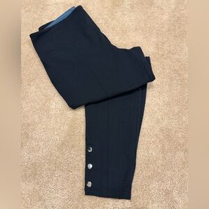 Women with Control Black Leggings with Silver Button Detail